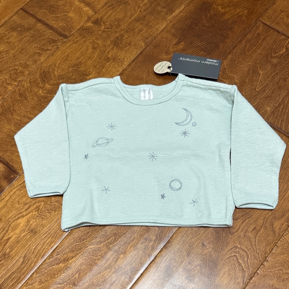 NWT Size 0-3M Modern Moments Mint Green Baby Top with planet pattern
